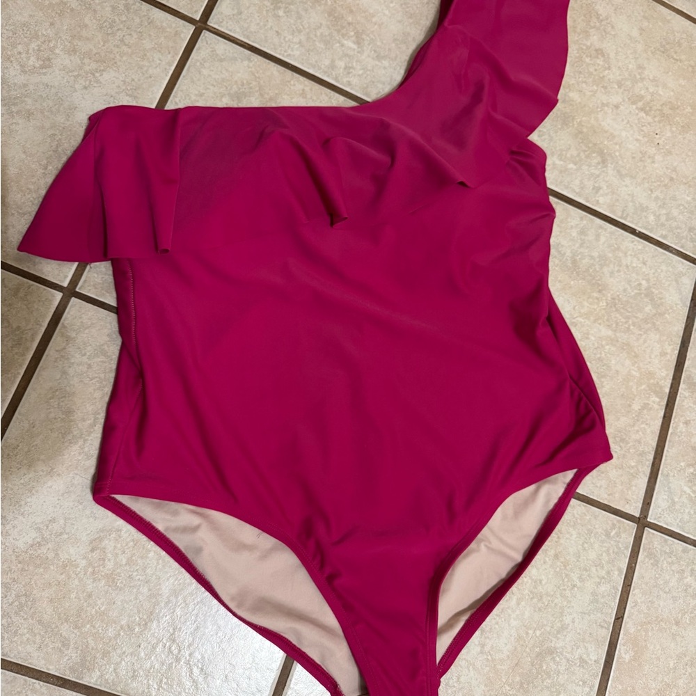 Kona Sol Pink One Piece Swimsuit with Scoop Neckline